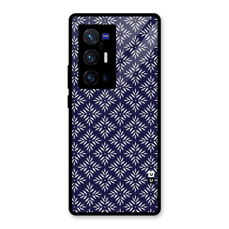 White Petals Pattern Glass Back Case for Vivo X70 Pro Plus
