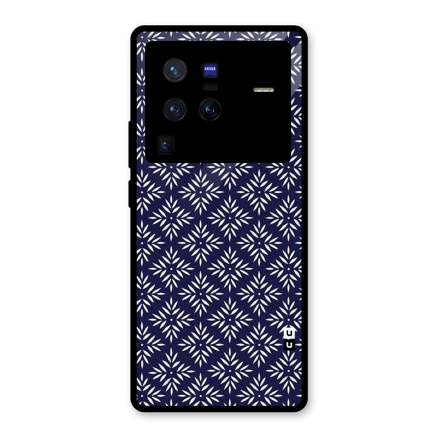 White Petals Pattern Glass Back Case for Vivo X80 Pro