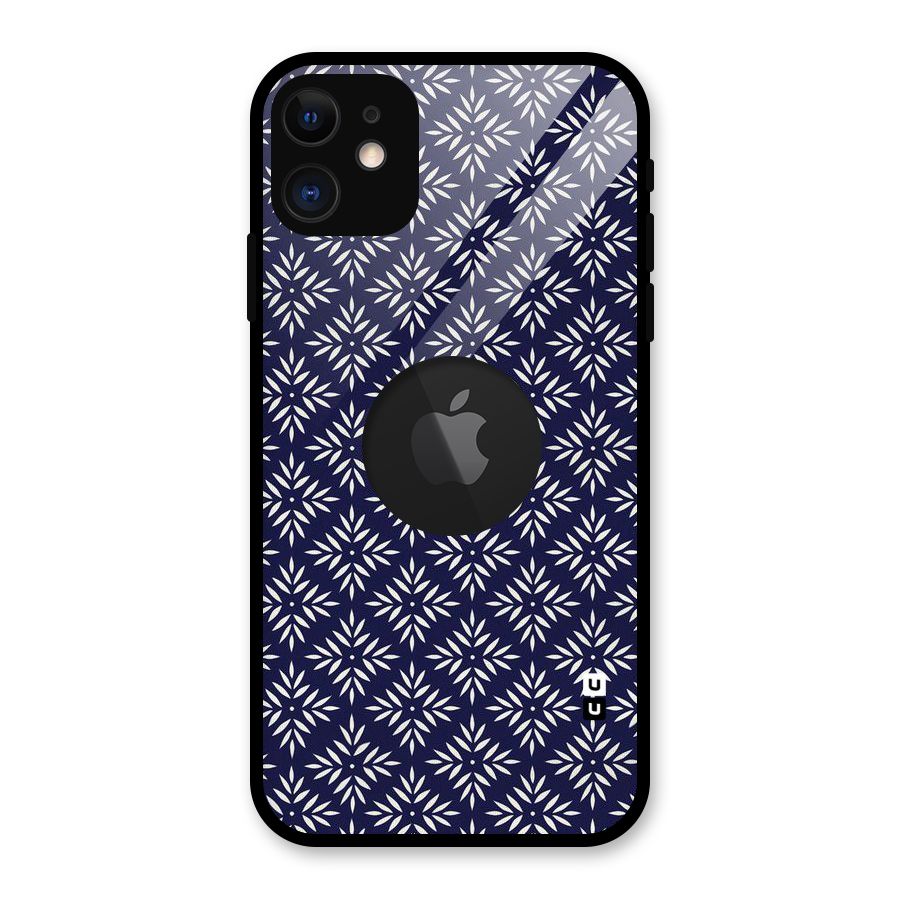 White Petals Pattern Glass Back Case for iPhone 11 Logo Cut