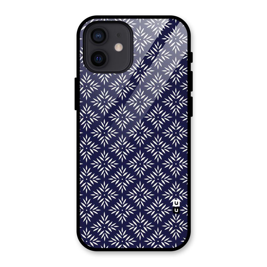 White Petals Pattern Glass Back Case for iPhone 12