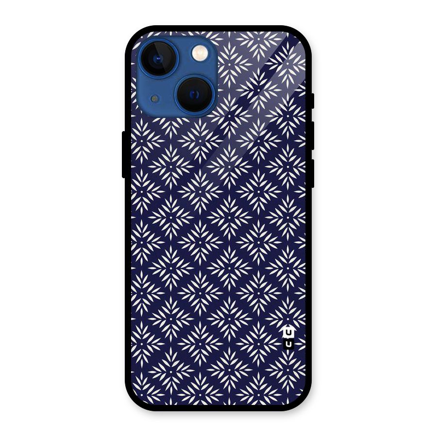 White Petals Pattern Glass Back Case for iPhone 13 Mini