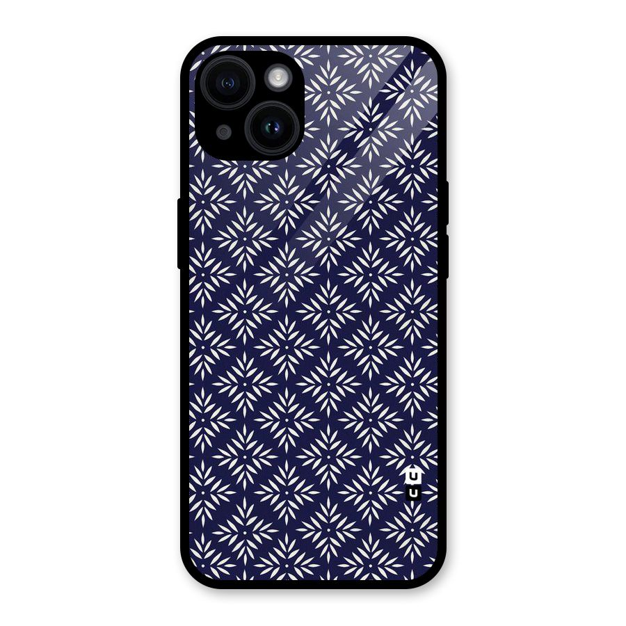 White Petals Pattern Glass Back Case for iPhone 14