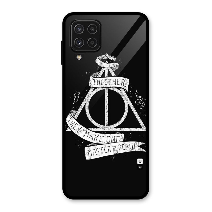 White Ribbon Glass Back Case for Galaxy A22 4G