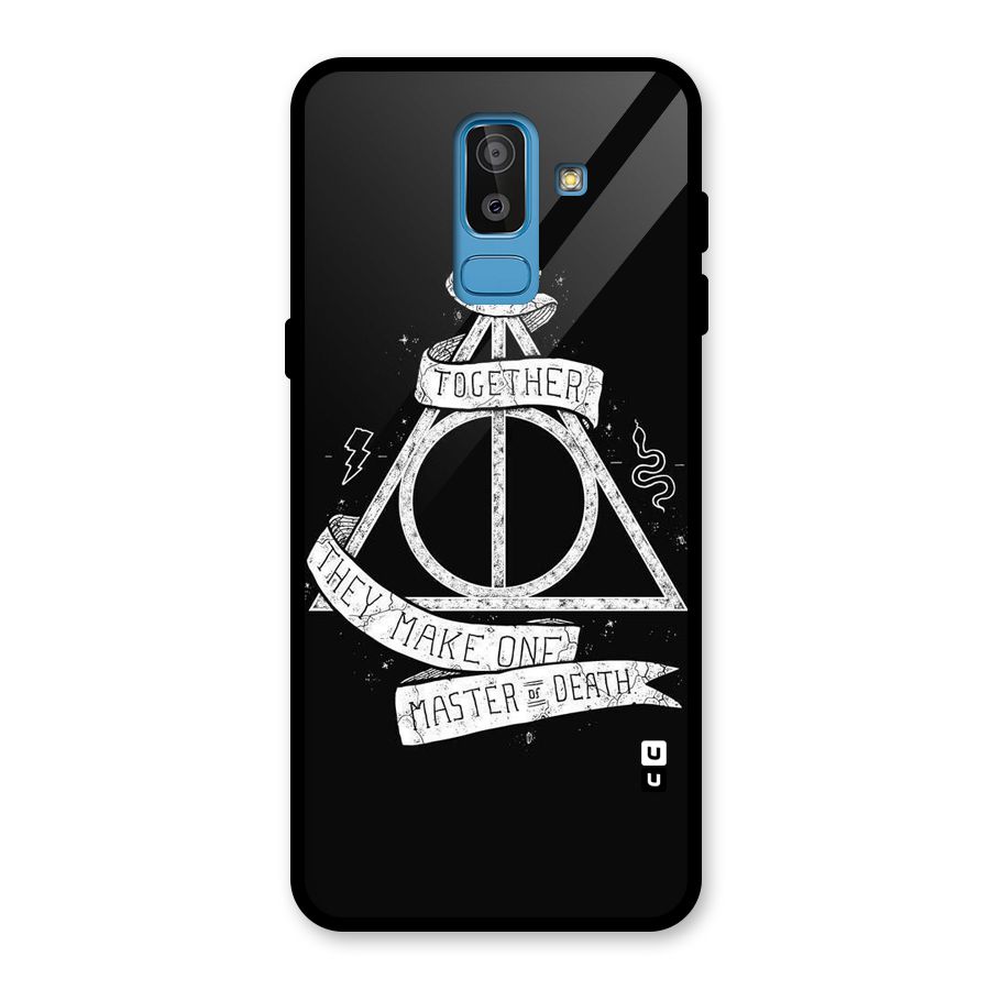 White Ribbon Glass Back Case for Galaxy J8