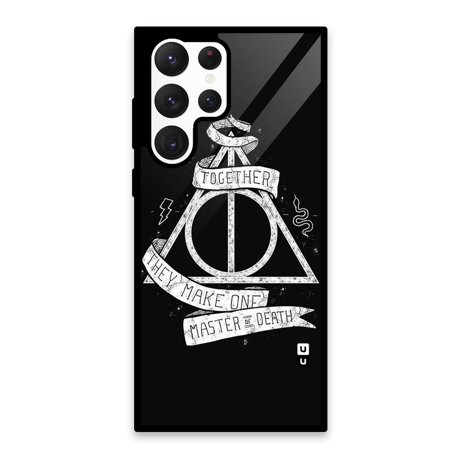 White Ribbon Glass Back Case for Galaxy S22 Ultra 5G