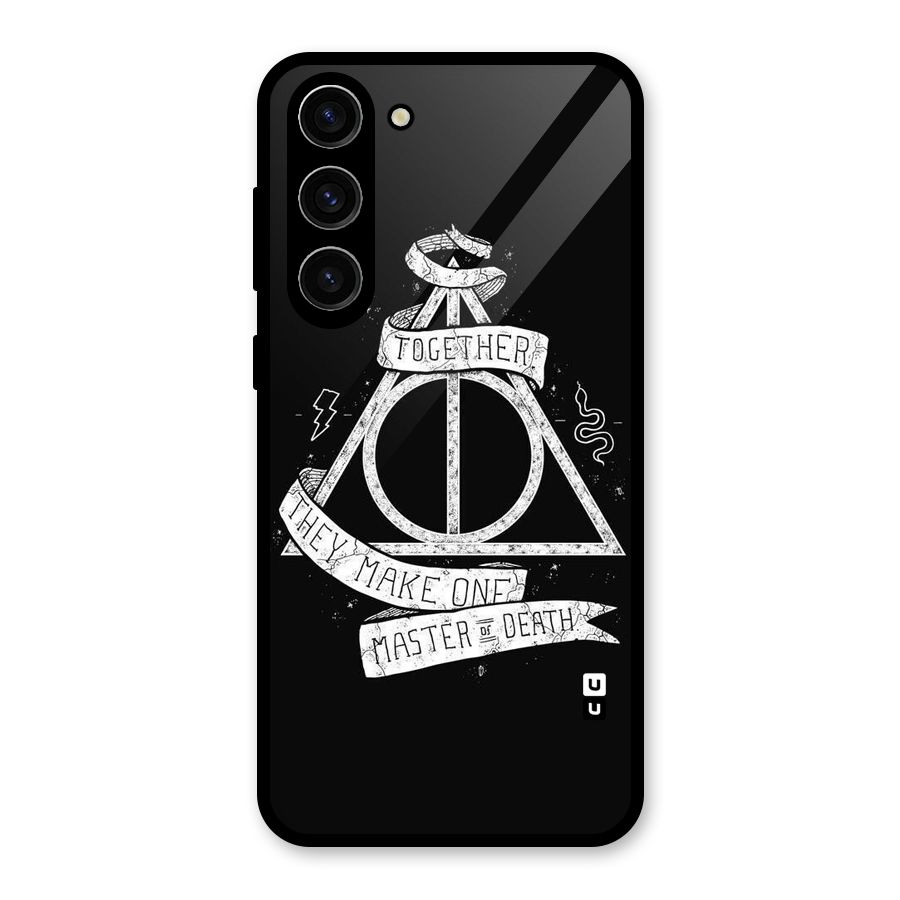 White Ribbon Glass Back Case for Galaxy S23 Plus