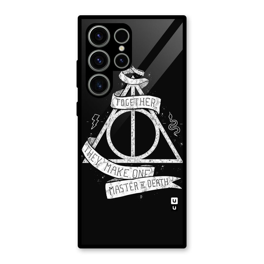 White Ribbon Glass Back Case for Galaxy S23 Ultra