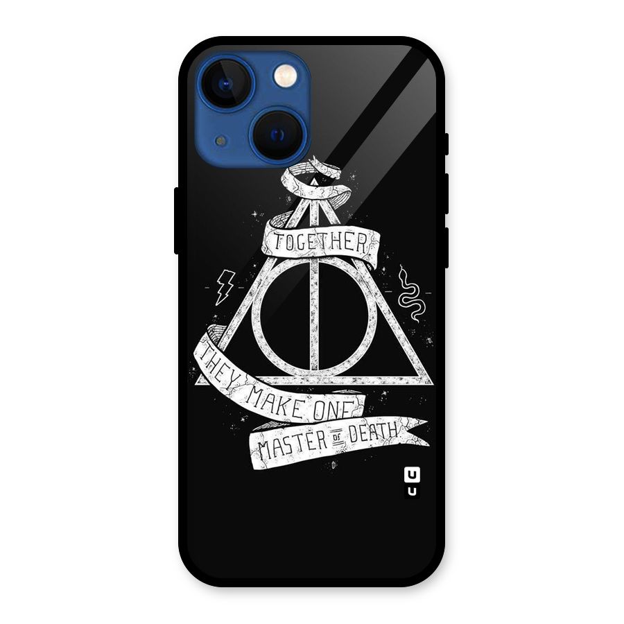 White Ribbon Glass Back Case for iPhone 13 Mini