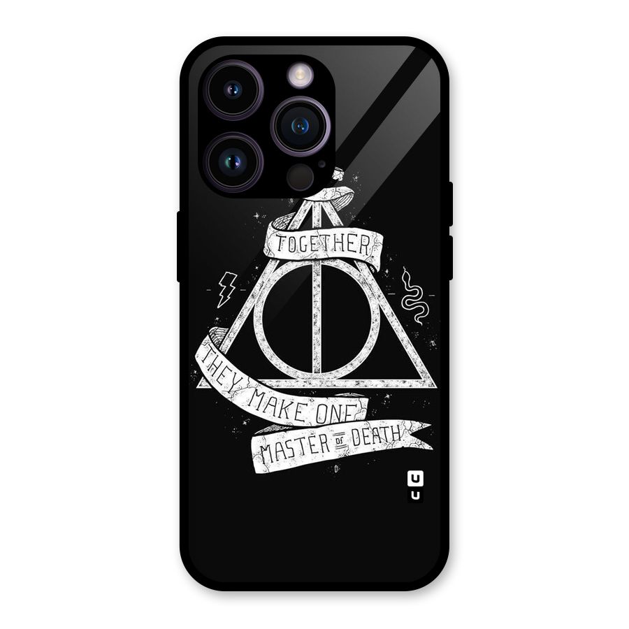 White Ribbon Glass Back Case for iPhone 14 Pro