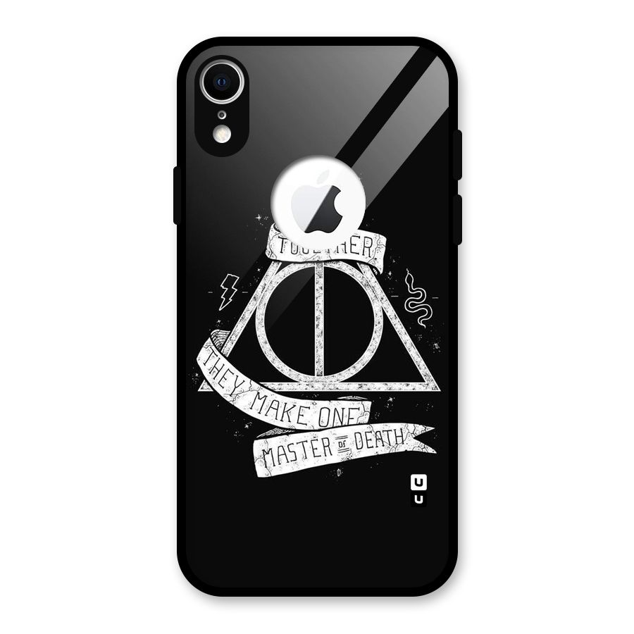 White Ribbon Glass Back Case for iPhone XR Logo Cut
