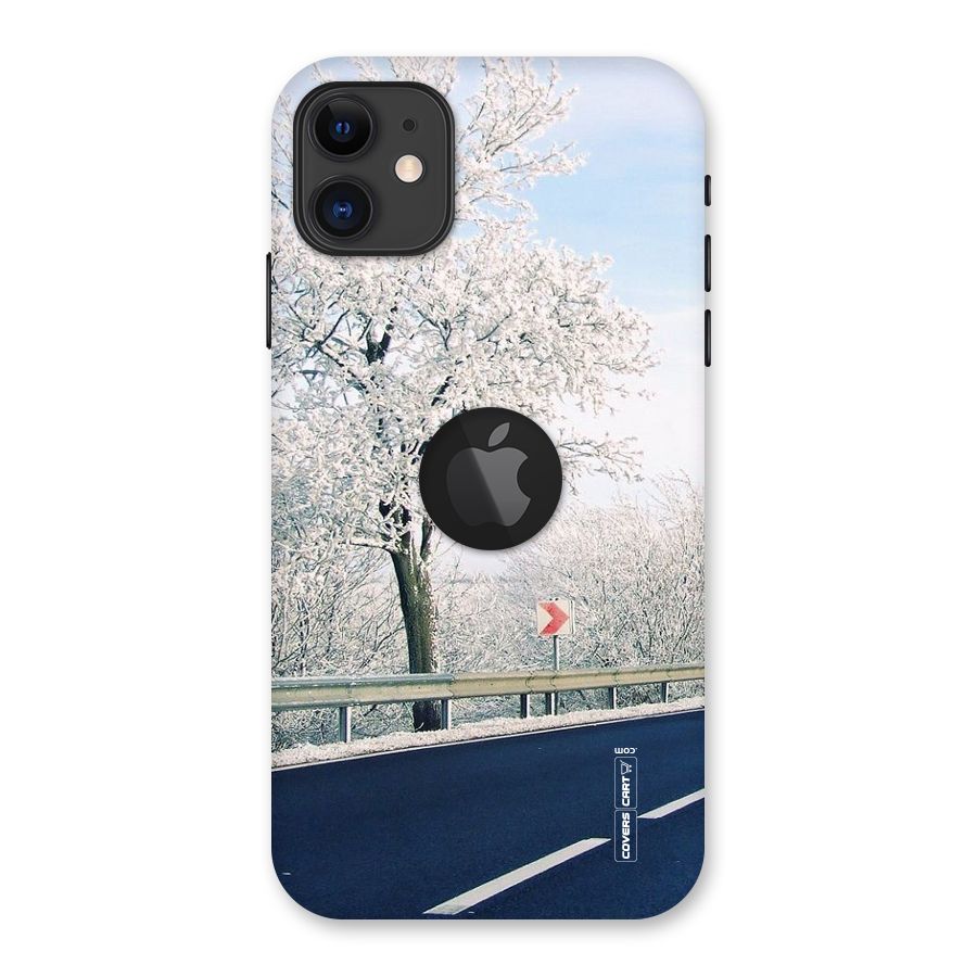 White Snow Tree Back Case for iPhone 11 Logo Cut