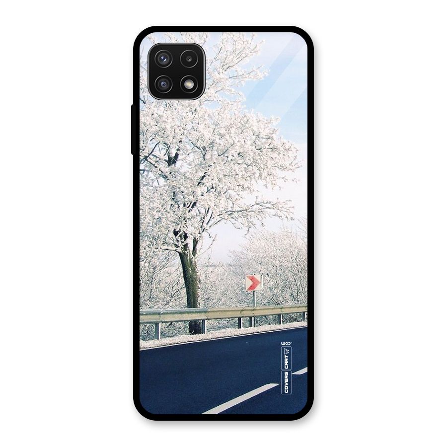 White Snow Tree Glass Back Case for Galaxy A22 5G
