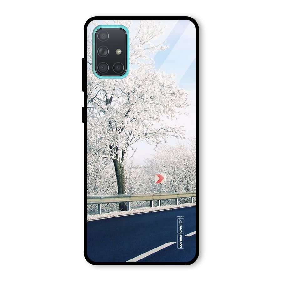 White Snow Tree Glass Back Case for Galaxy A71