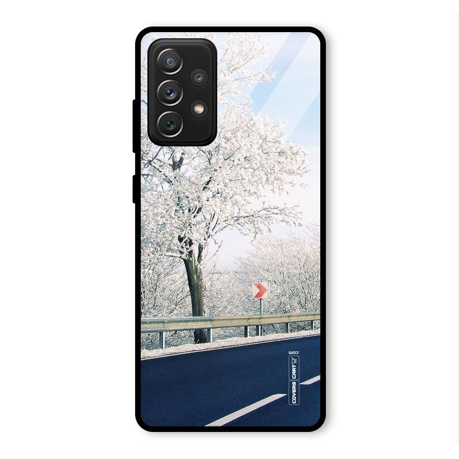White Snow Tree Glass Back Case for Galaxy A72