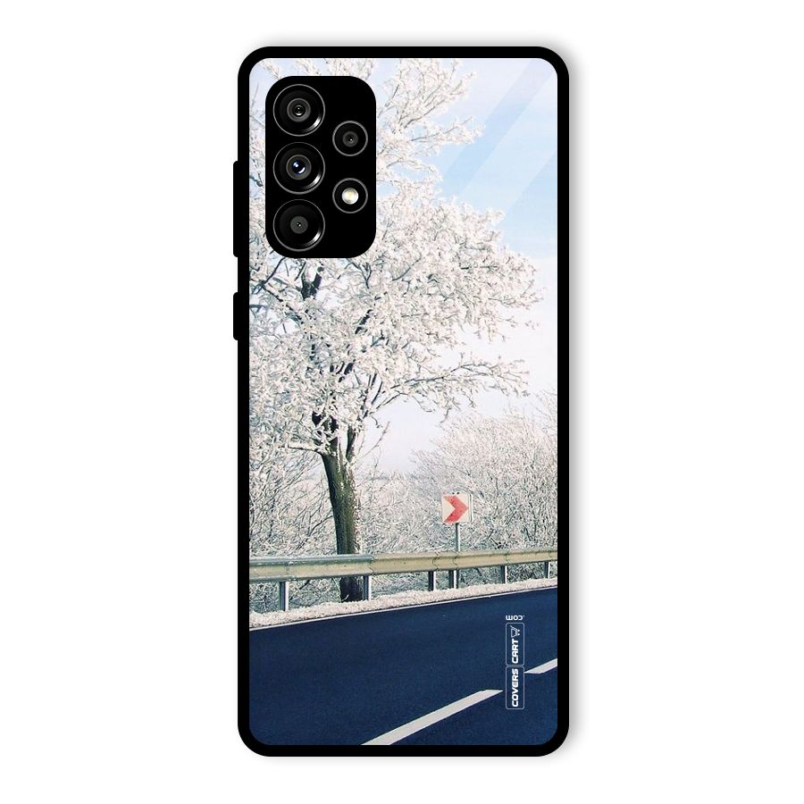 White Snow Tree Glass Back Case for Galaxy A73 5G