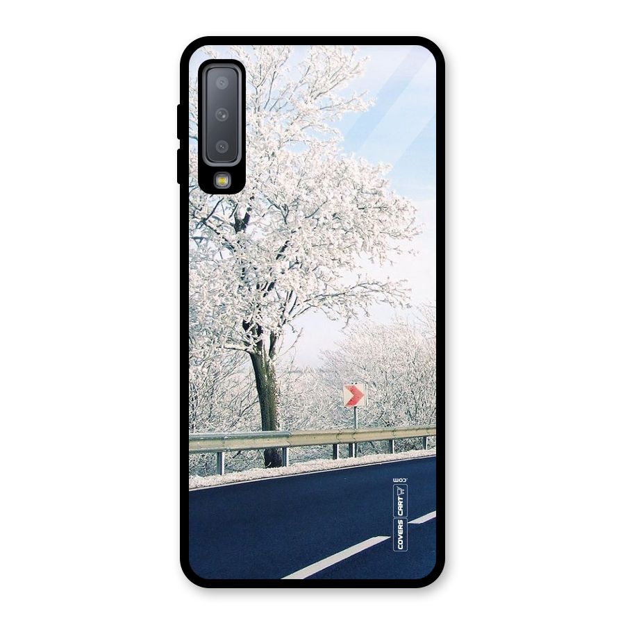 White Snow Tree Glass Back Case for Galaxy A7 (2018)
