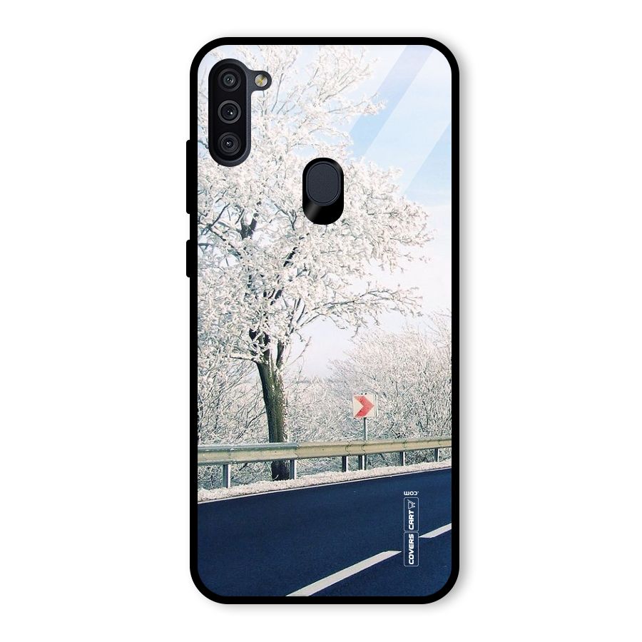 White Snow Tree Glass Back Case for Galaxy M11
