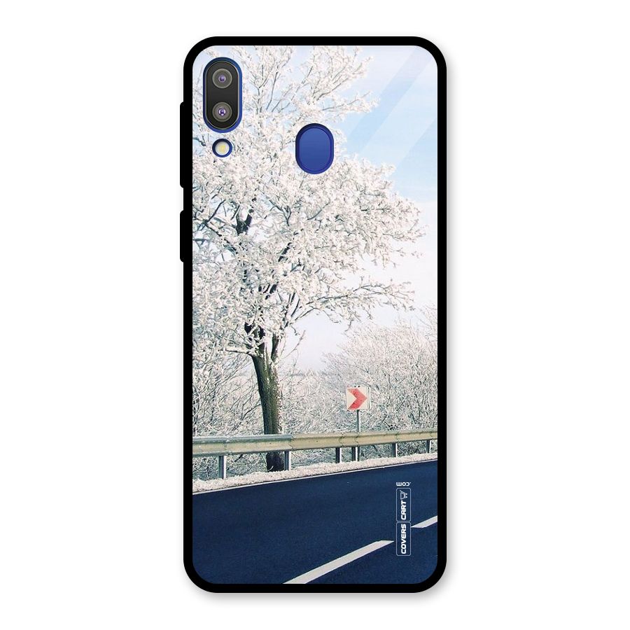 White Snow Tree Glass Back Case for Galaxy M20