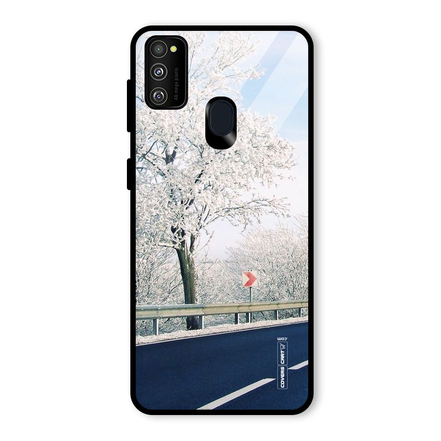 White Snow Tree Glass Back Case for Galaxy M30s
