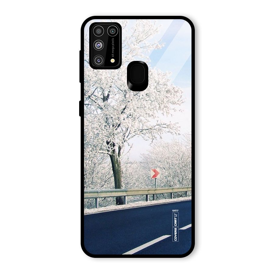 White Snow Tree Glass Back Case for Galaxy M31