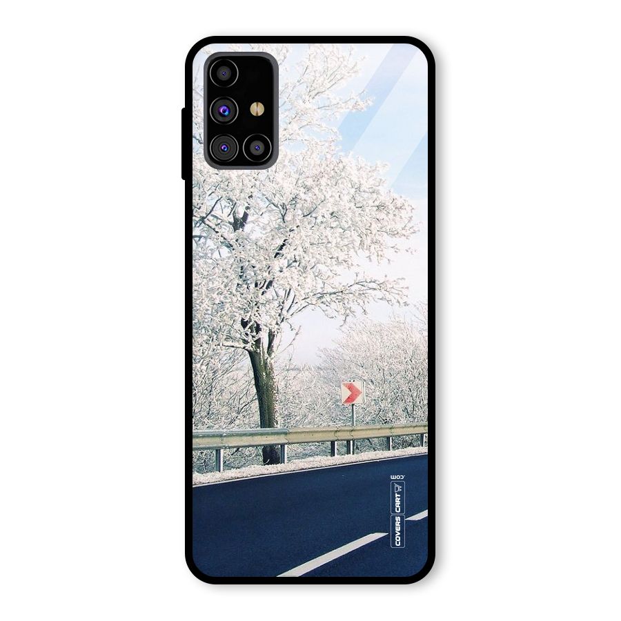 White Snow Tree Glass Back Case for Galaxy M31s