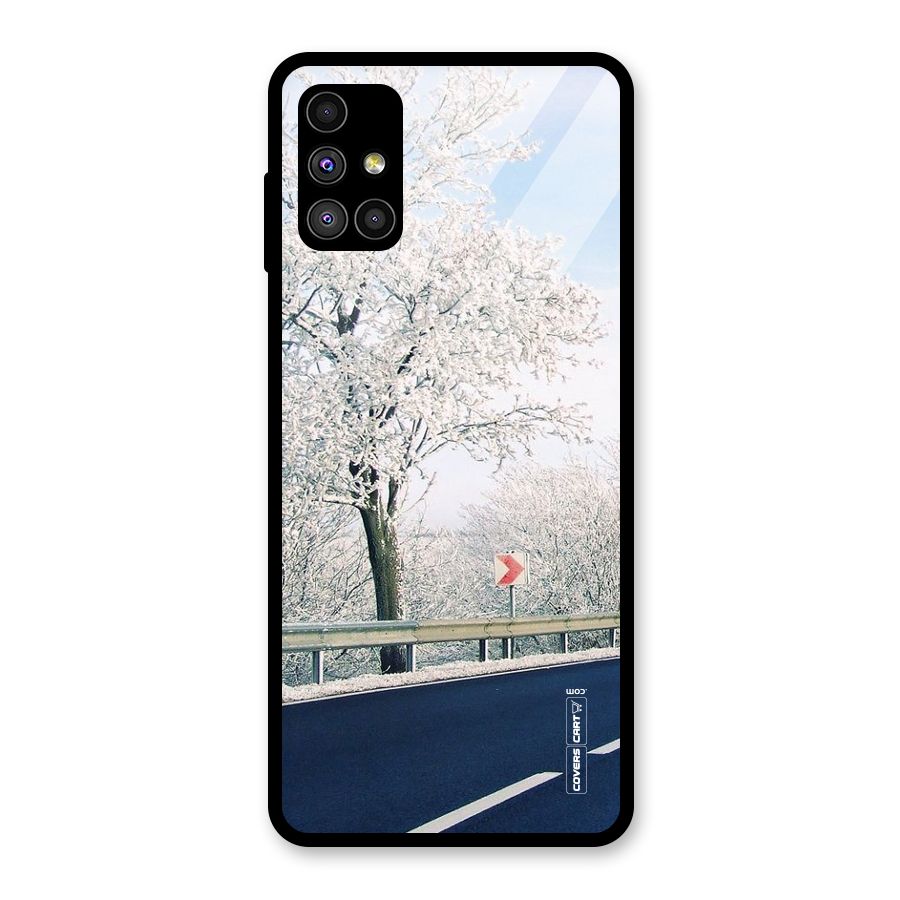 White Snow Tree Glass Back Case for Galaxy M51