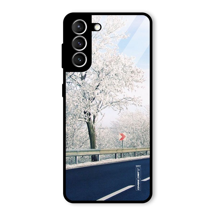 White Snow Tree Glass Back Case for Galaxy S21 5G