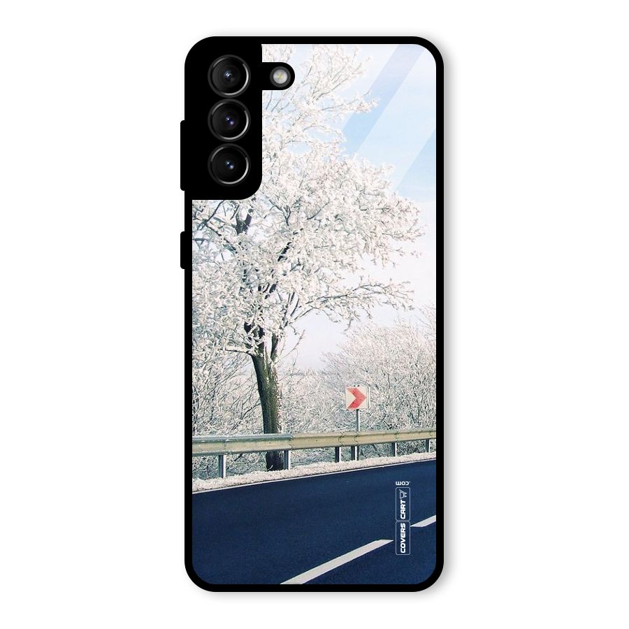 White Snow Tree Glass Back Case for Galaxy S21 Plus