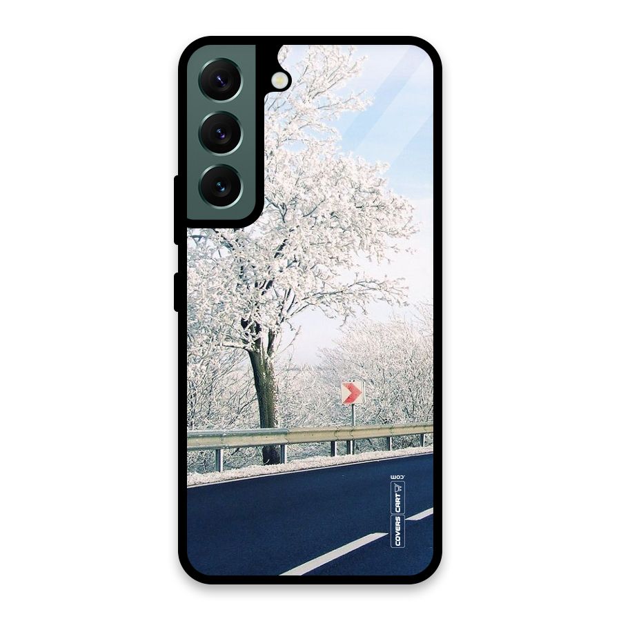 White Snow Tree Glass Back Case for Galaxy S22 5G