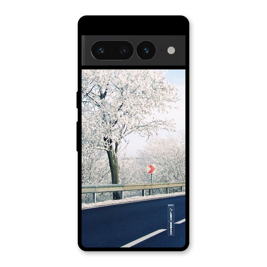 White Snow Tree Glass Back Case for Google Pixel 7 Pro