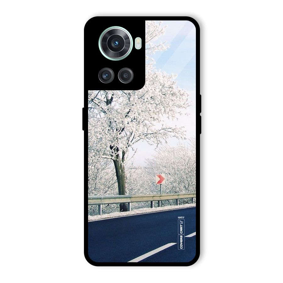 White Snow Tree Glass Back Case for OnePlus 10R