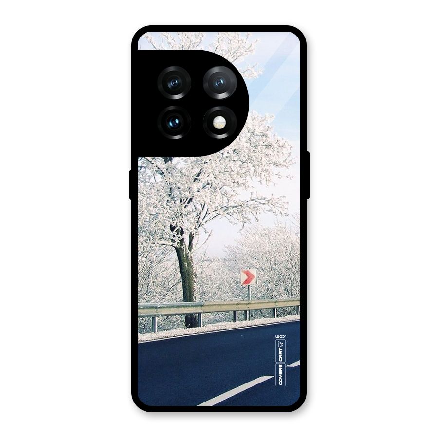 White Snow Tree Glass Back Case for OnePlus 11