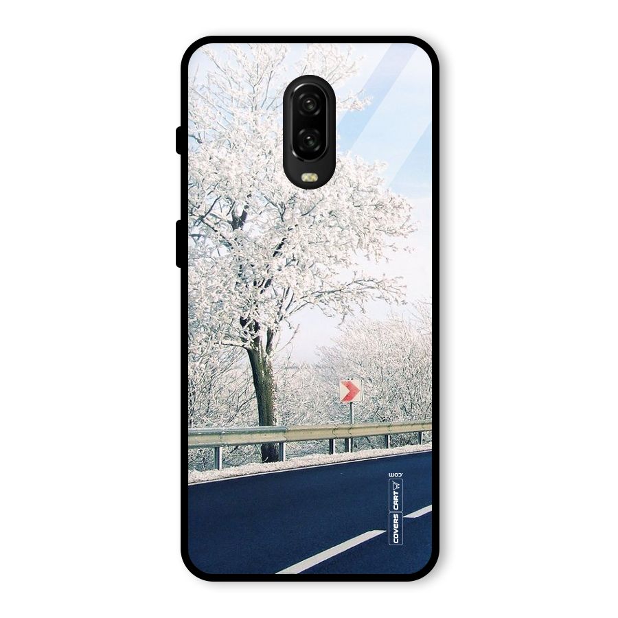 White Snow Tree Glass Back Case for OnePlus 6T