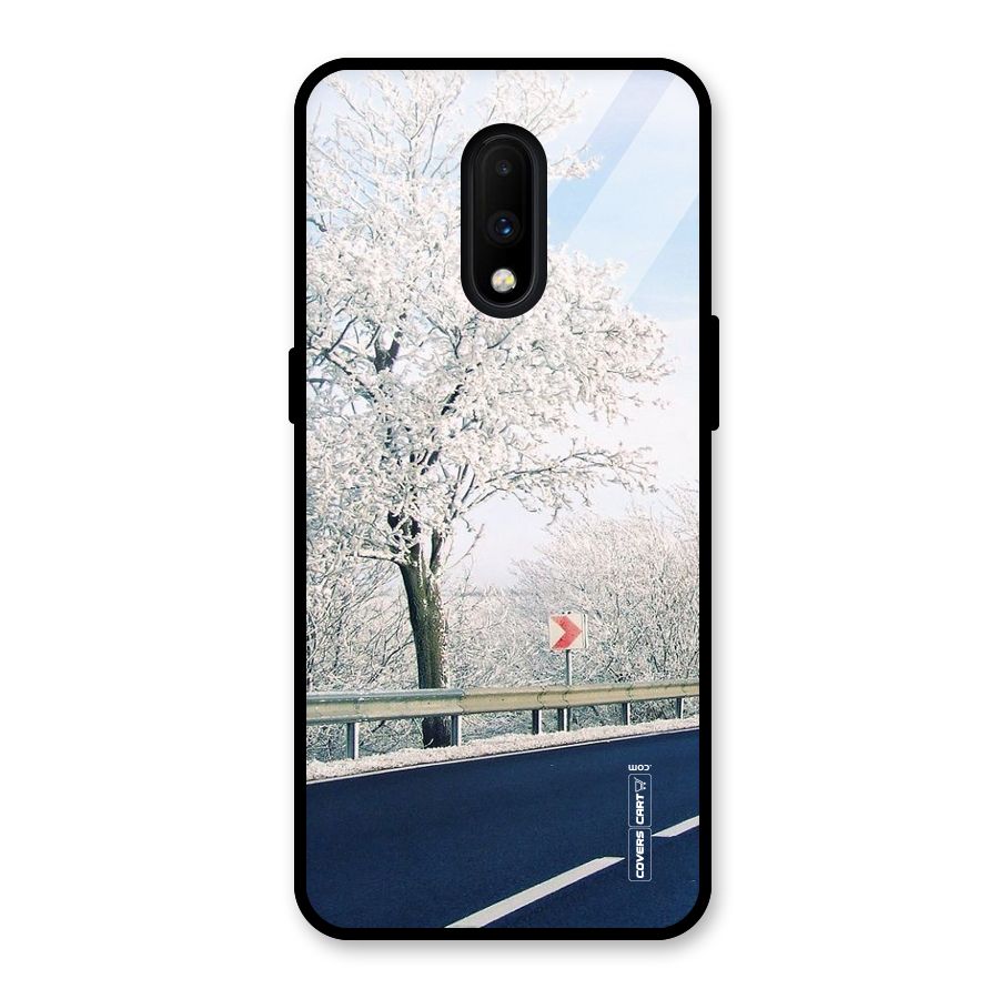 White Snow Tree Glass Back Case for OnePlus 7