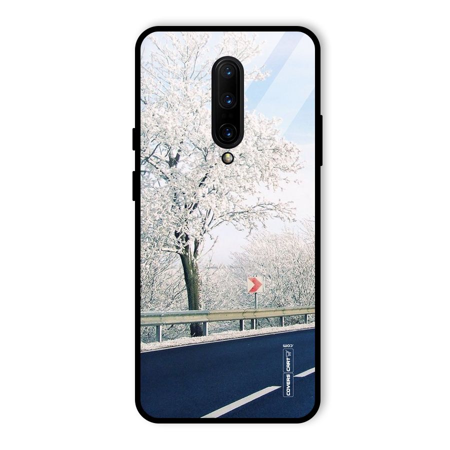 White Snow Tree Glass Back Case for OnePlus 7 Pro