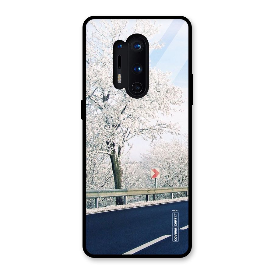 White Snow Tree Glass Back Case for OnePlus 8 Pro
