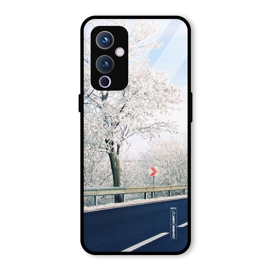 White Snow Tree Glass Back Case for OnePlus 9