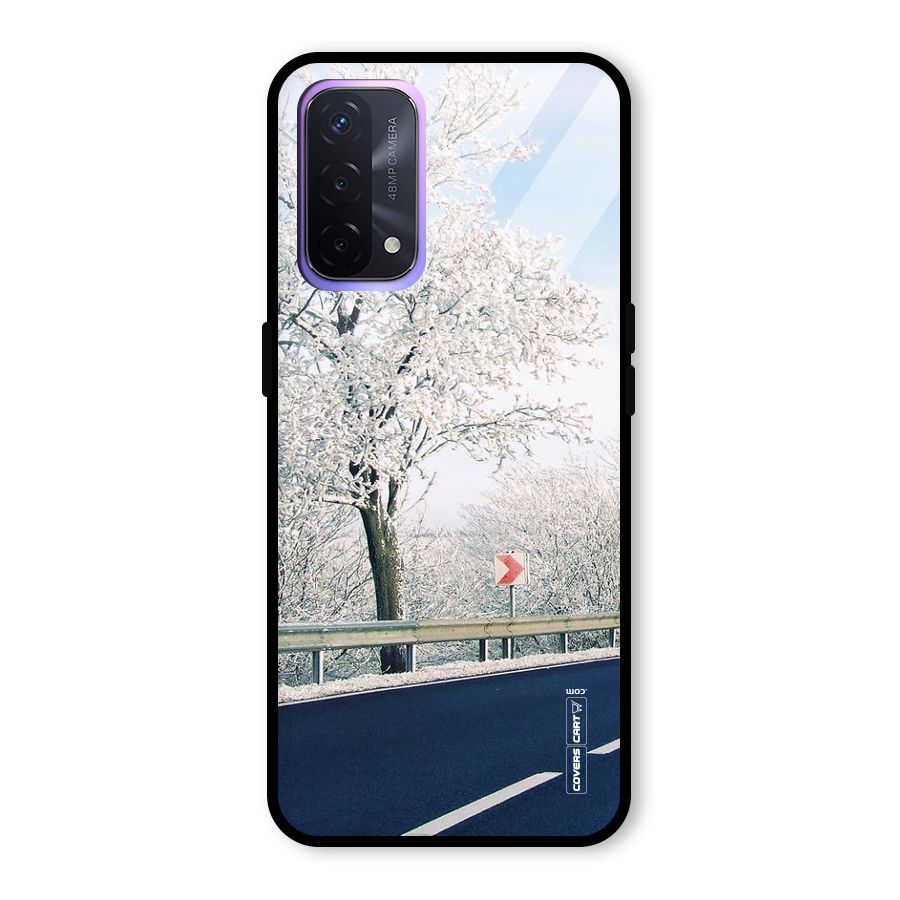 White Snow Tree Glass Back Case for Oppo A74 5G