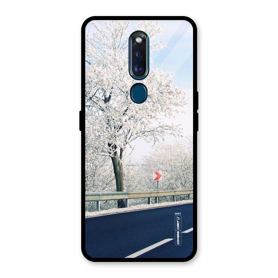 White Snow Tree Glass Back Case for Oppo F11 Pro