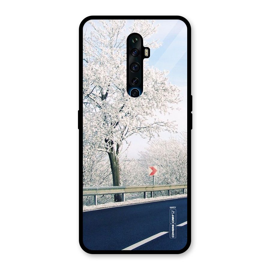 White Snow Tree Glass Back Case for Oppo Reno2 F