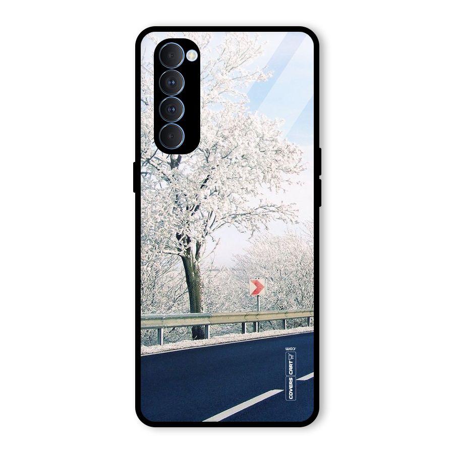 White Snow Tree Glass Back Case for Oppo Reno4 Pro