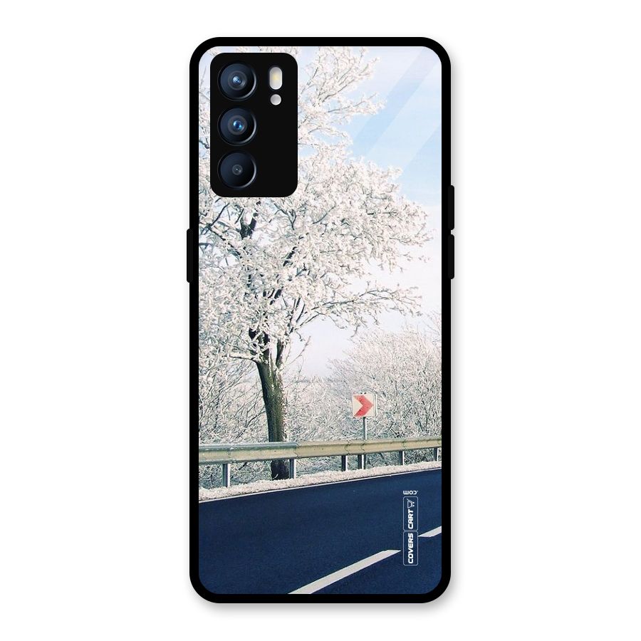 White Snow Tree Glass Back Case for Oppo Reno6 5G