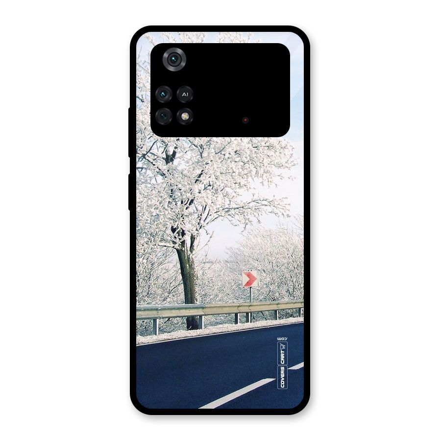 White Snow Tree Glass Back Case for Poco M4 Pro 4G
