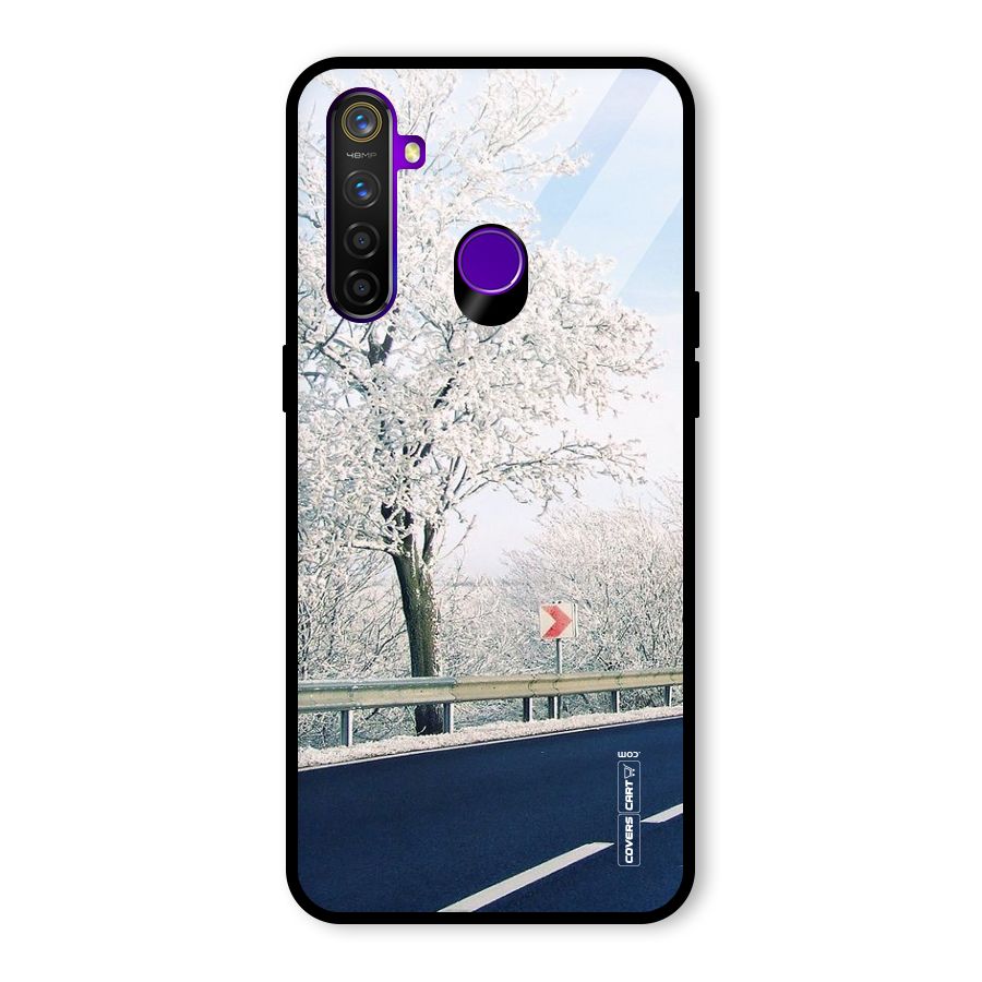 White Snow Tree Glass Back Case for Realme 5 Pro