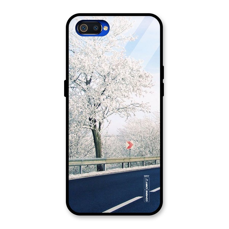 White Snow Tree Glass Back Case for Realme C2