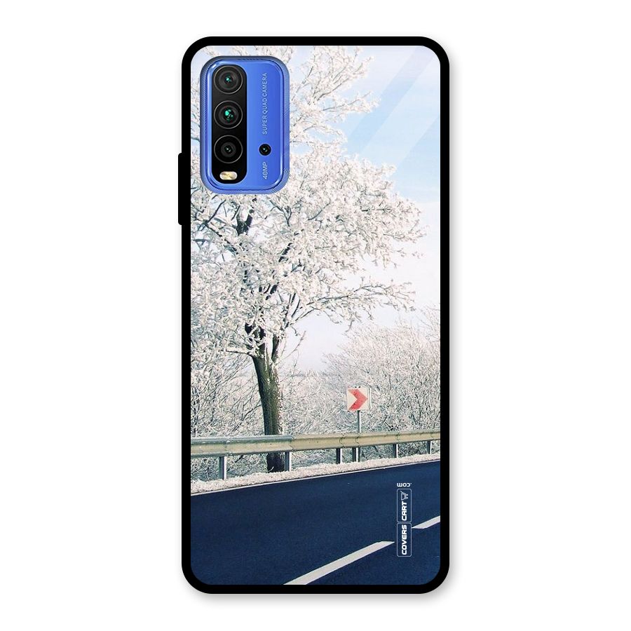 White Snow Tree Glass Back Case for Redmi 9 Power