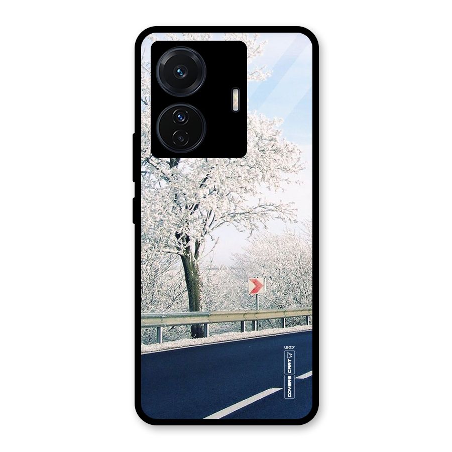 White Snow Tree Glass Back Case for Vivo T1 Pro