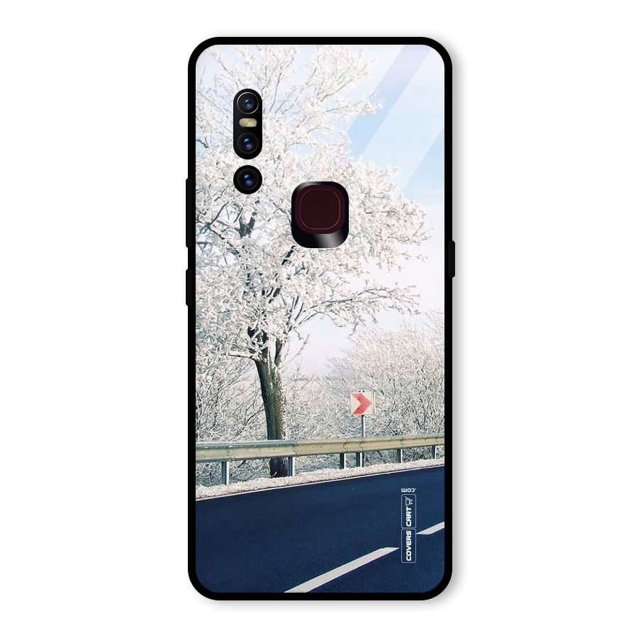 White Snow Tree Glass Back Case for Vivo V15