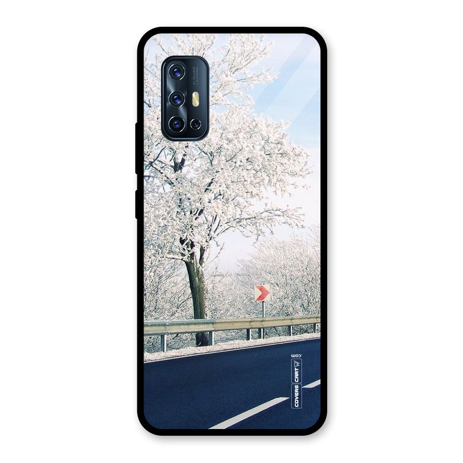White Snow Tree Glass Back Case for Vivo V17