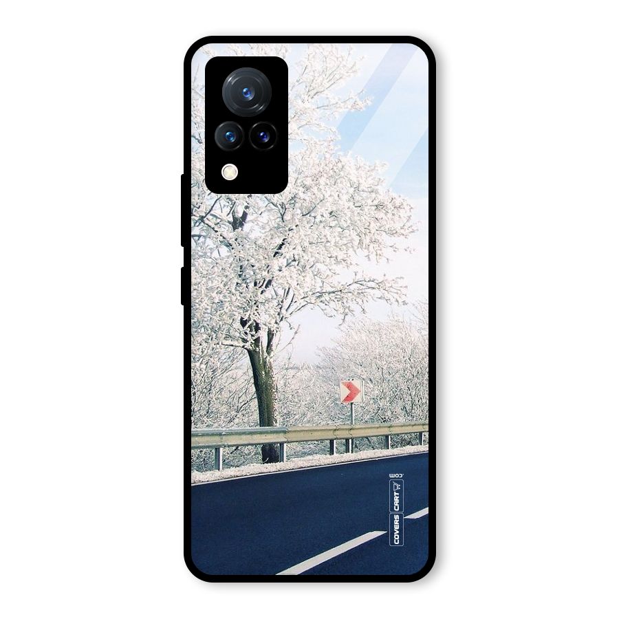 White Snow Tree Glass Back Case for Vivo V21 5G
